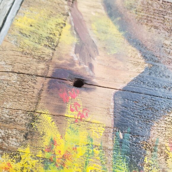 Buffalo Portrait original Oil Painting Larry Geilenfeldt Rustic Reclaimed Wood - Picture 8 of 10